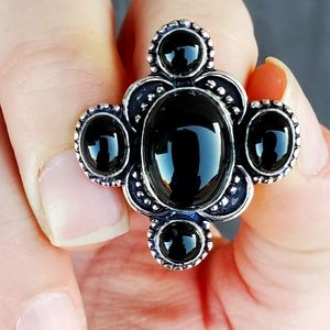 New Black Onyx 925 Silver Ring.